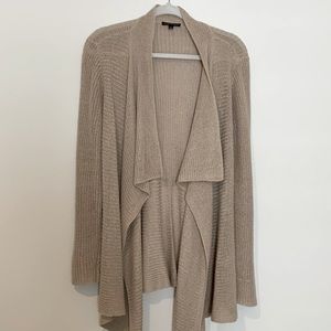 Eileen Fisher Long Sleeve Cardigan. 100% Organic Linen in Light Beige.